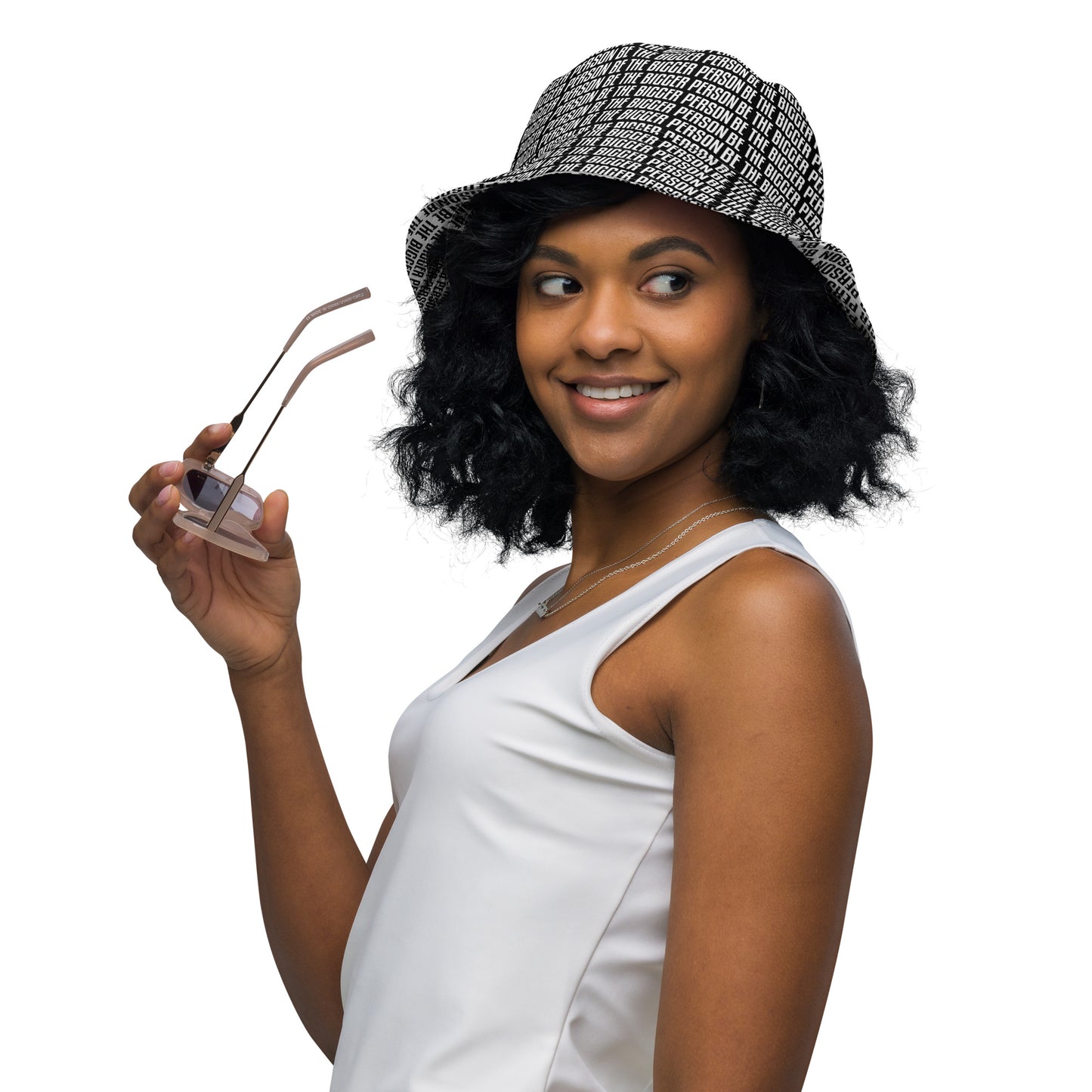 LOCKED UP - Reversible Bucket Hat (white/black)